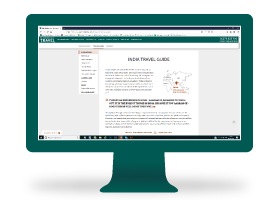 computer screen with travel guide image