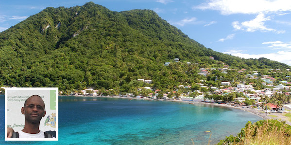 Scotshead in Dominica and, inset, Michael Eugene