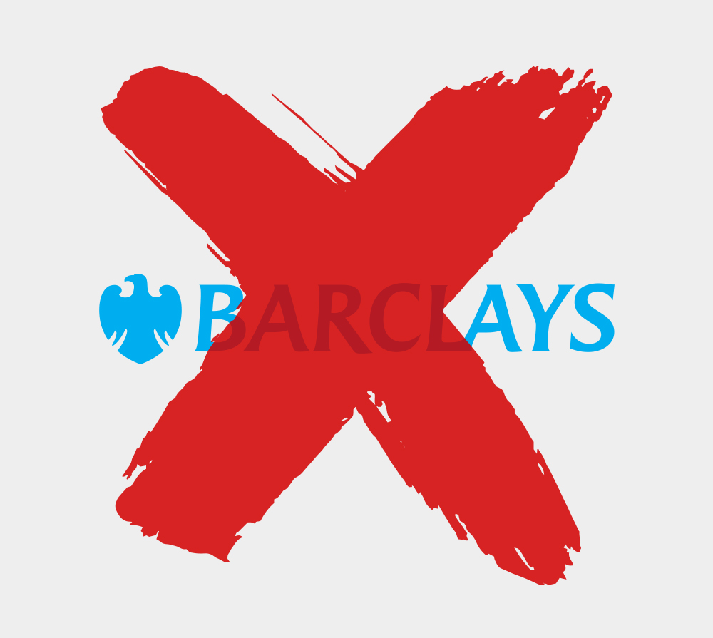 The Barclays logo with a big red cross over it
