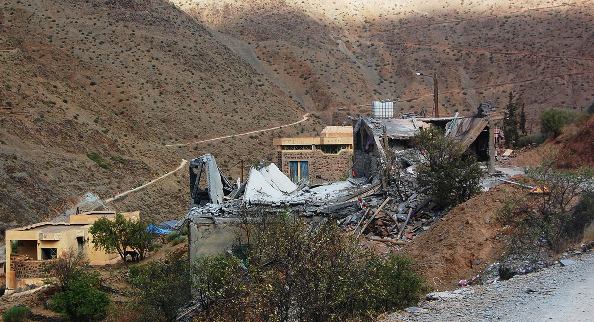 Damages in the village of Irhil after the 2023 Morocco earthquake
