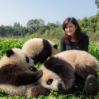 Ami with panda cubs