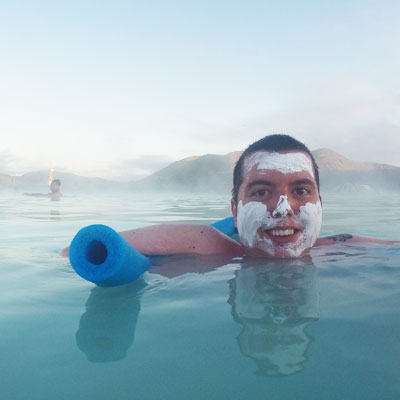 Cory in a thermal spa