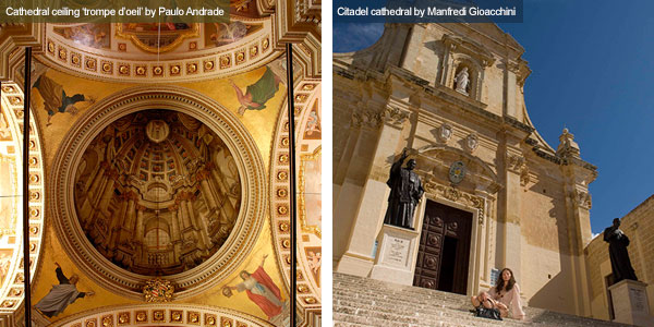 Cathedral ceiling and exterior, Gozo. Photos by Paulo Andrade and Manfredi Gioacchini
