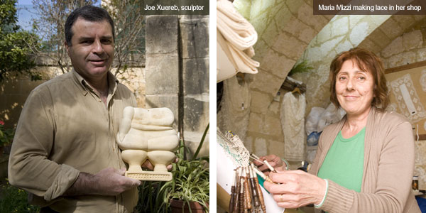 Joe Xuereb the sculptor and Maria Mizzi the lace maker, Gozo. Photos by Nick Haslam