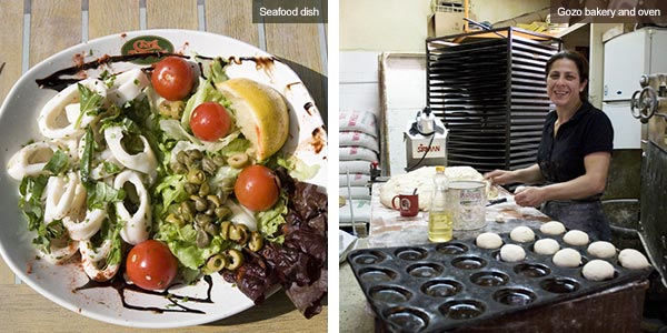 Seafood dish and bakery, Gozo. Photos by Nick Haslam