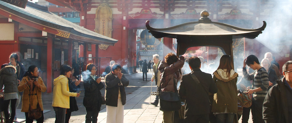 Incense burning at the temple