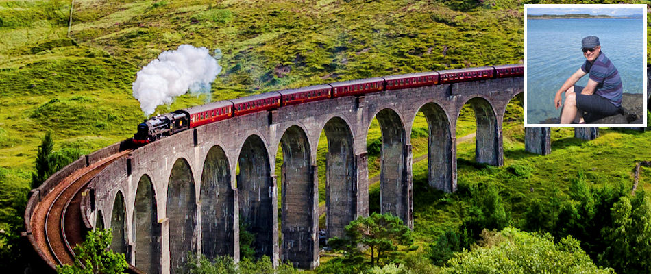 Jacobite Glenfinnan viaduct and (inset) Robert Kidd