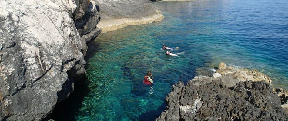 Sea cave swimming