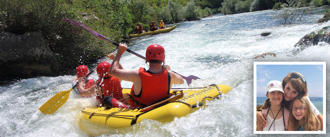 Mini rafting and (inset) Maria Budimir-Bekan
