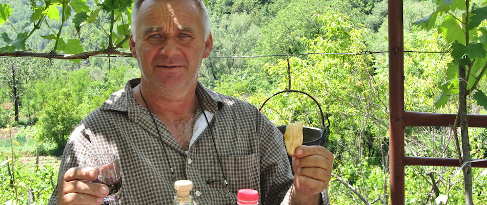 Dragan sharing his rakija
