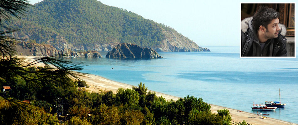 Cirali Beach and (inset) Serkan Cetin