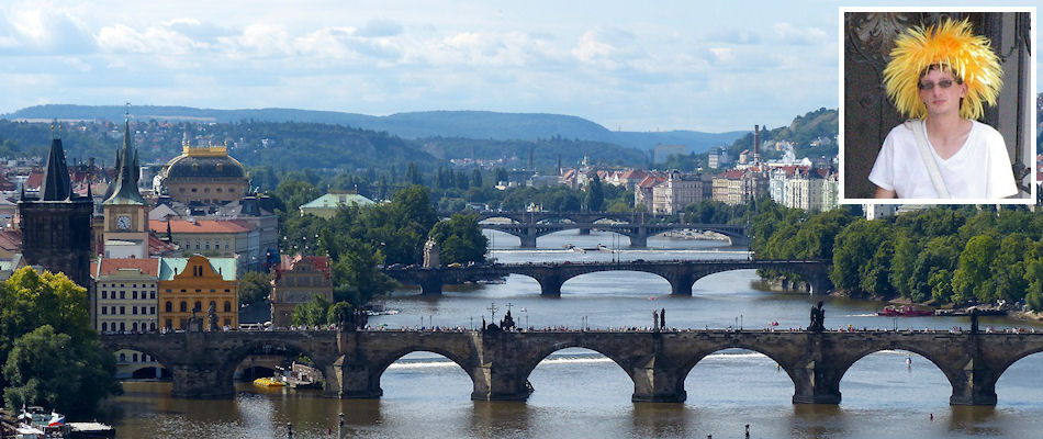 Prague's bridges and (inset) Matt Starr