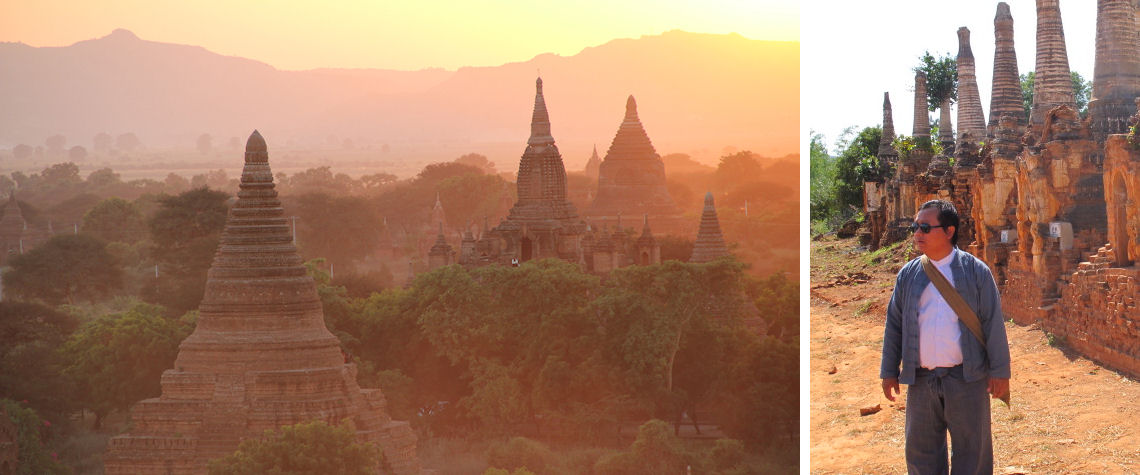 Sunset at Bagan and Joseph the guide