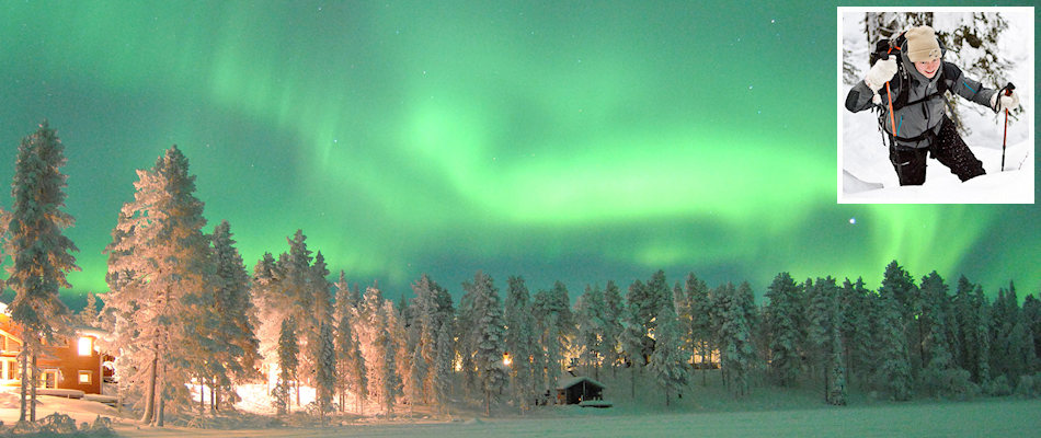 Northern Lights and (inset) Tessa Kokkonen