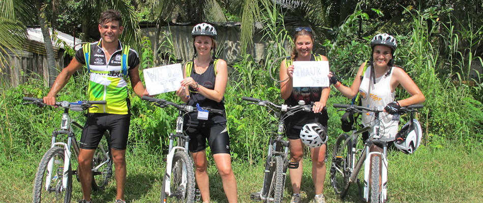 Happy cyclists