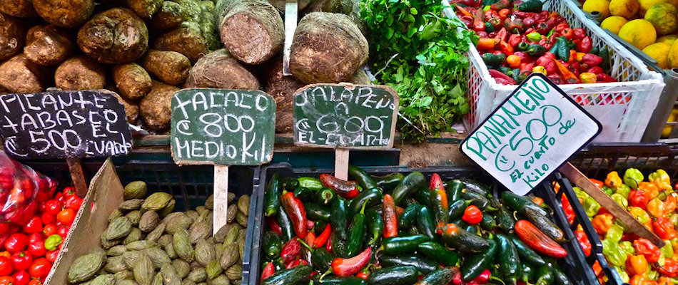 Brightly coloured market stall