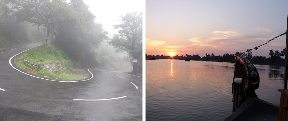 Up to Ooty hill station in the mist / On the houseboat on the Kerala backwaters