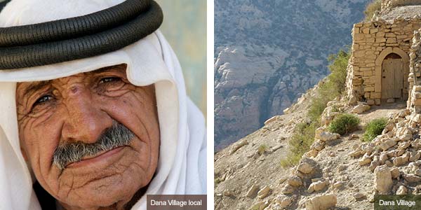 Dana Village local and village clinging to the hillside, Jordan. Photos by Huw J Williams