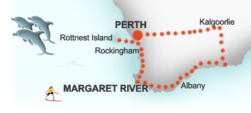 Map for taste of the West itinerary, Western Australia