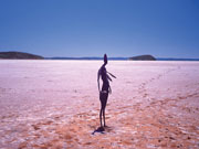 Pink Gormley Lake Ballard near Kalgoorlie, Western Australia. Photo from Tourism Western Australia