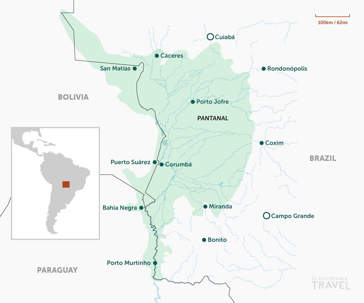 The Pantanal map, Brazil, Bolivia and Paraguay
