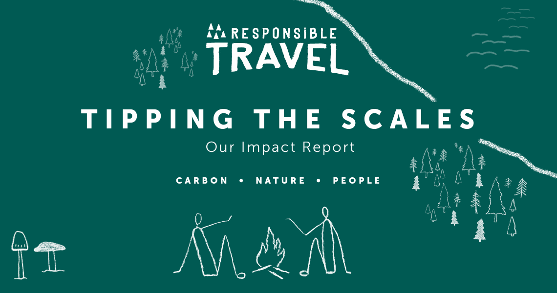 Impact Report cover page with the title and illustrations of people and nature