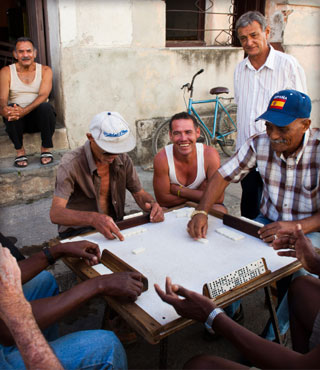 Locals playing dominos, Cuba