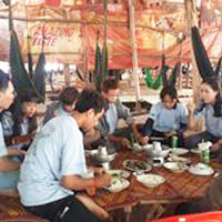 Youths eating their lunch