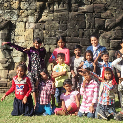 Dancing in front of the temples