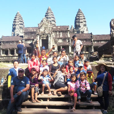 Children in front of a temple