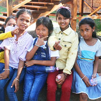 Smiling girls on the trip