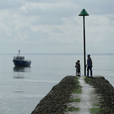 Family on pier