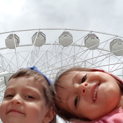 Children and big wheel