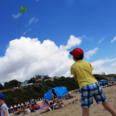 Boy flying a kite