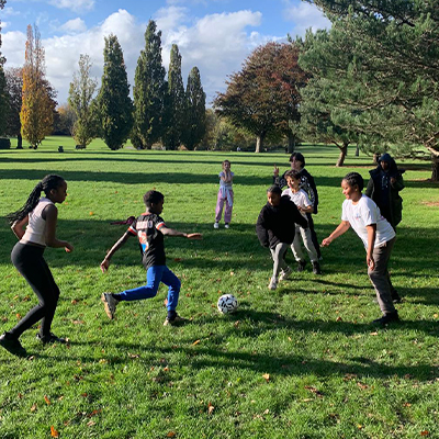 The children play football