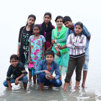 Tour group on the beach