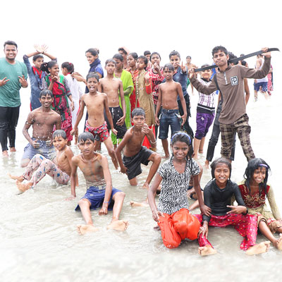 Group in the sea