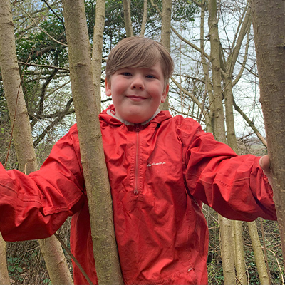 One of the boys poses for a photo.