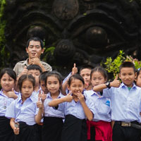 Children giving the 'thumbs up'