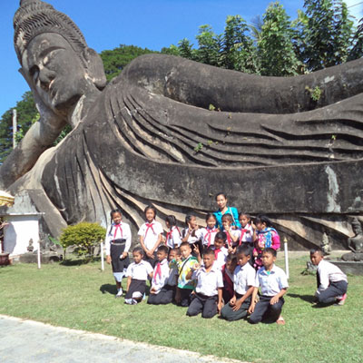 Group by reclining buddha