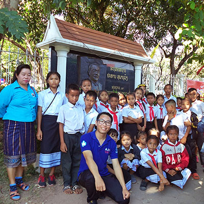 In front of memorial