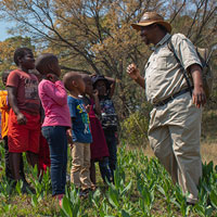 Children with their guide