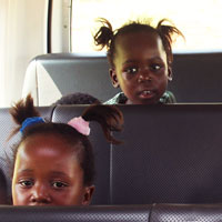 Children on the minibus