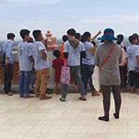 Children looking out at view