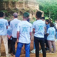 Youths looking at the temples