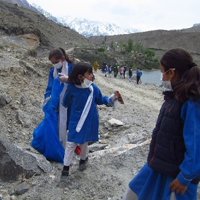 The kids explore the area