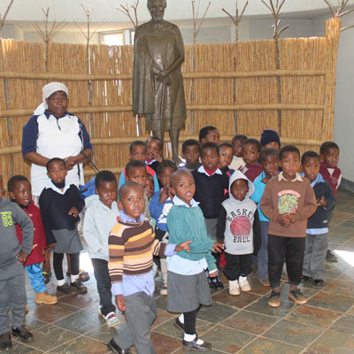 Children with statue