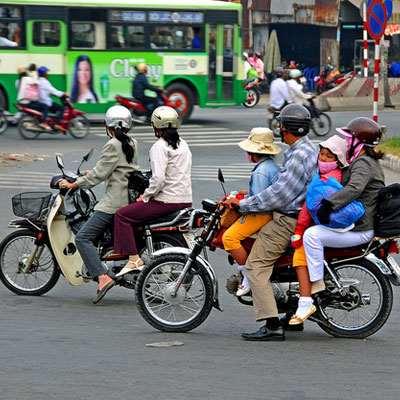 Family on motorbike