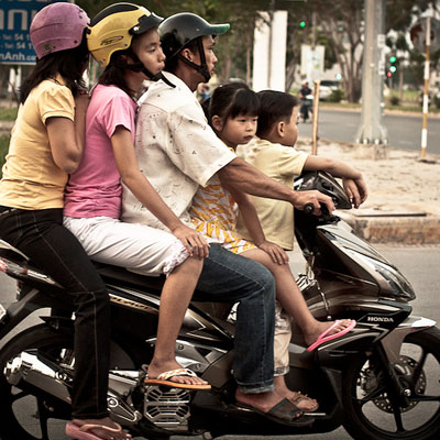Family on motorbike