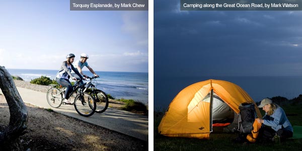 Cycling and camping, Victoria. Photos by Victoria Tourist Board